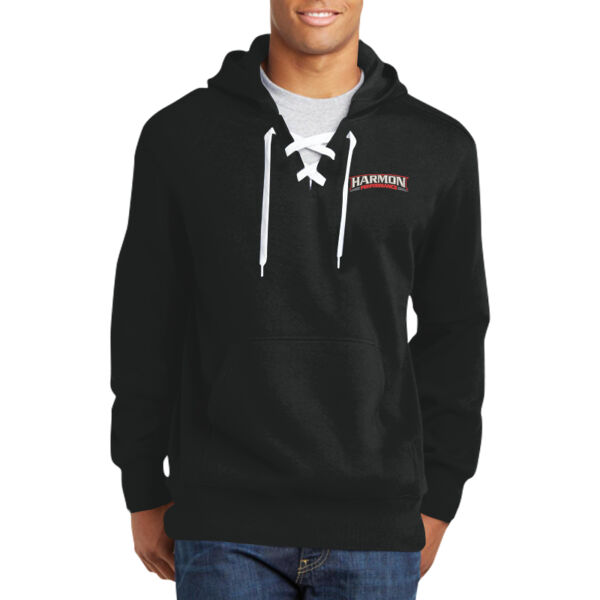 HPT - EMB - (No Back Art) Lace Up Pullover Hooded Sweatshirt Thumbnail